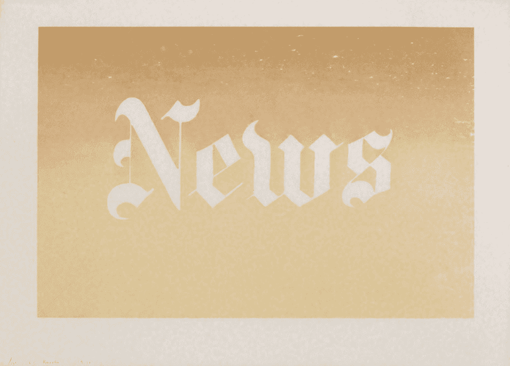 Ed Ruscha, ‘News’, 1970, Print, Color organic screenprint, on Silverbrook Snow White Antique Finish paper, null, Numbered, Dated