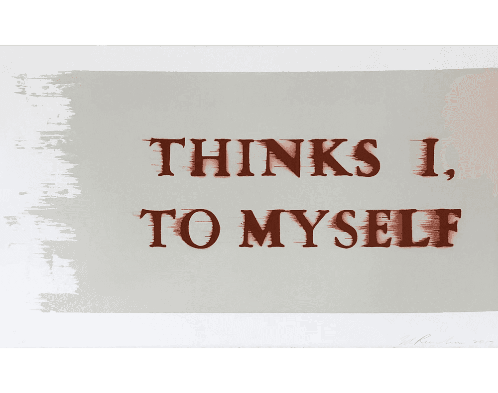 Ed Ruscha, ‘Thinks I, To Myself’, 03-05-2017, Print, Lithograph in colours, on Rives BFK paper, Royal Academy of Arts, Numbered, Dated