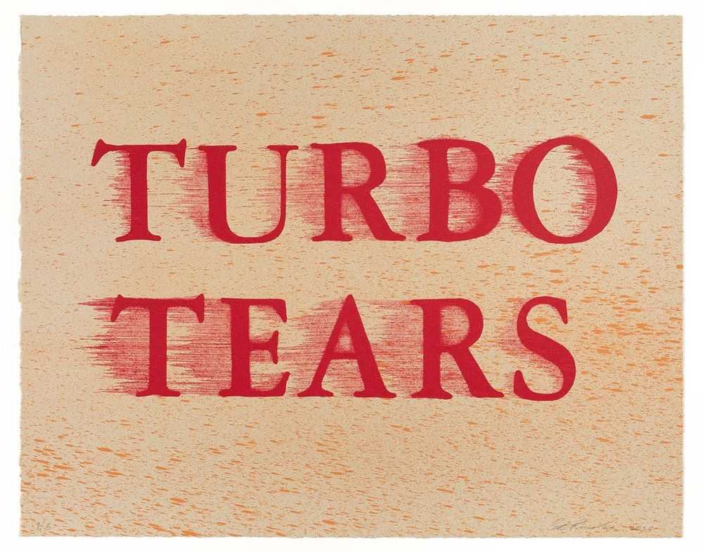 Ed Ruscha, ‘Turbo Tears’, 24-06-2021, Print, 2 Colour Lithograph Hand Printed on Grey Rives BFK, Counter Editions, Numbered, Dated
