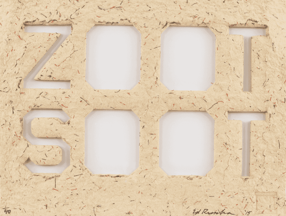 Ed Ruscha, ‘Zoot Soot’, 2015, Print, Ie-Cut letterpress on handmade paper, null, Numbered, Dated