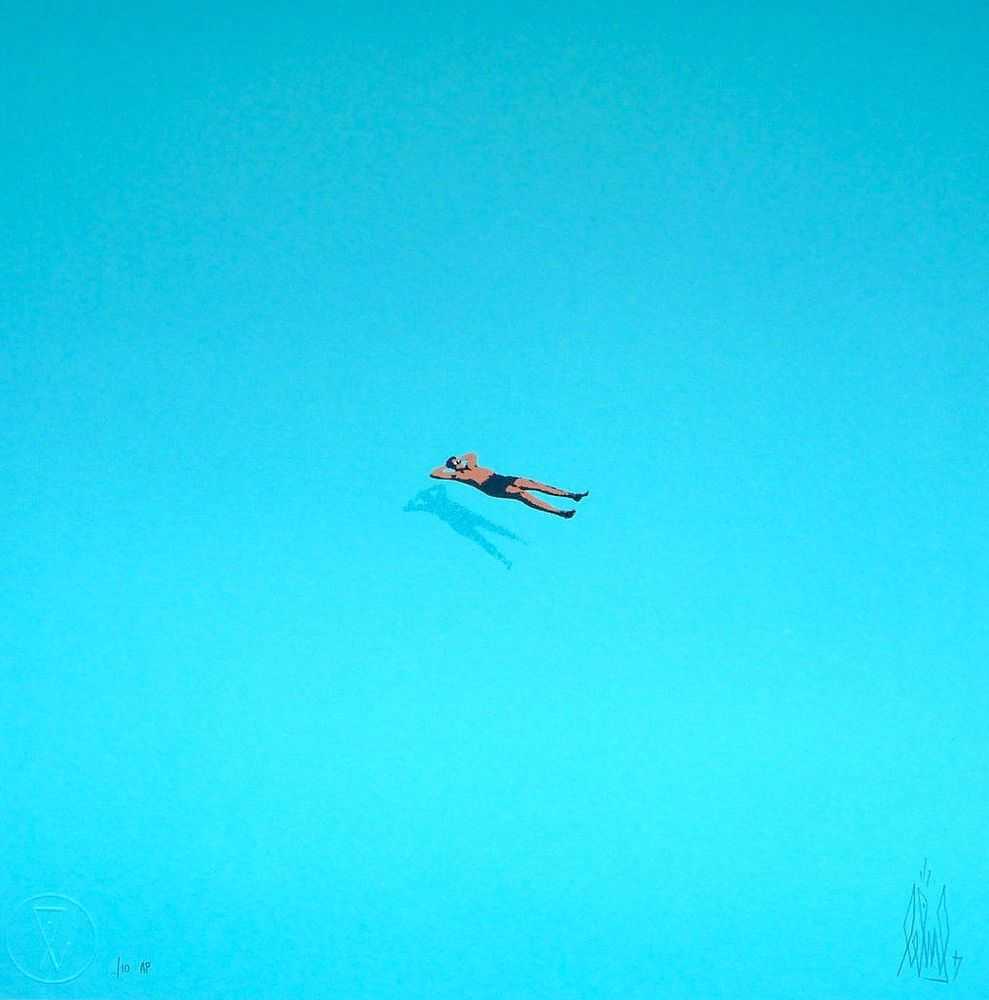 Eelus, ‘Adrift’, 30-11-2017, Print, Screeprinting 4 colours onto GF Smith's Turquoise Colorplan 270gsm, The Private Press, Numbered