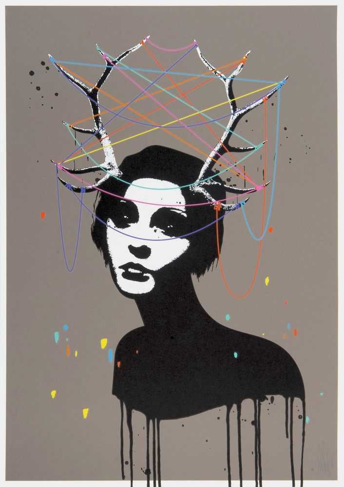 Eelus, ‘The Taming Of A Wild Mind (Hand Finished)’, 01-07-2016, Print, 10 color hand pulled screen print with hand brushed inks and spray paint, Self-released, Numbered, Handfinished