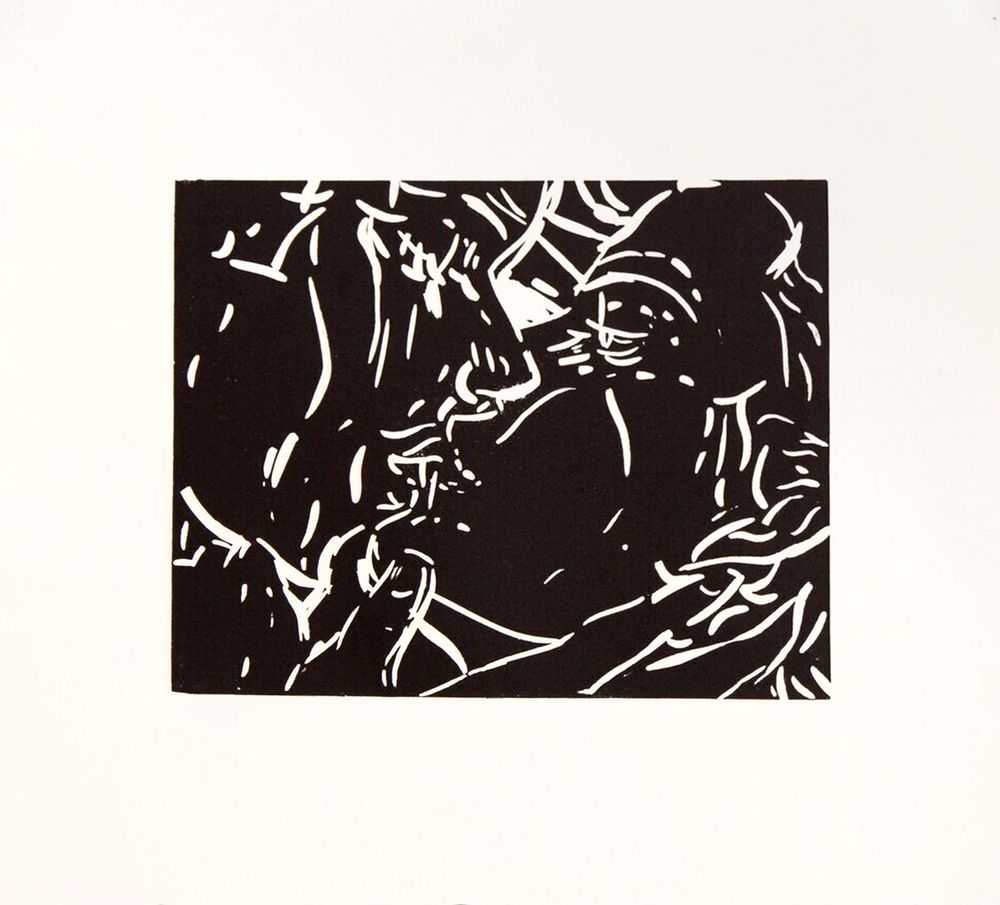 Elizabeth Peyton, ‘The Kiss’, 2018, Print, Linocut on colored paper, null, Numbered