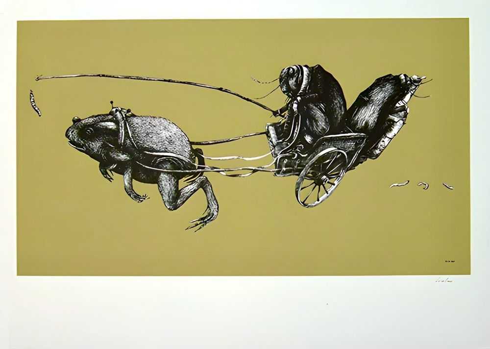 Ericailcane, ‘Frog Chariot’, 10-12-2007, Print, Screen Print, Pictures On Walls, Numbered