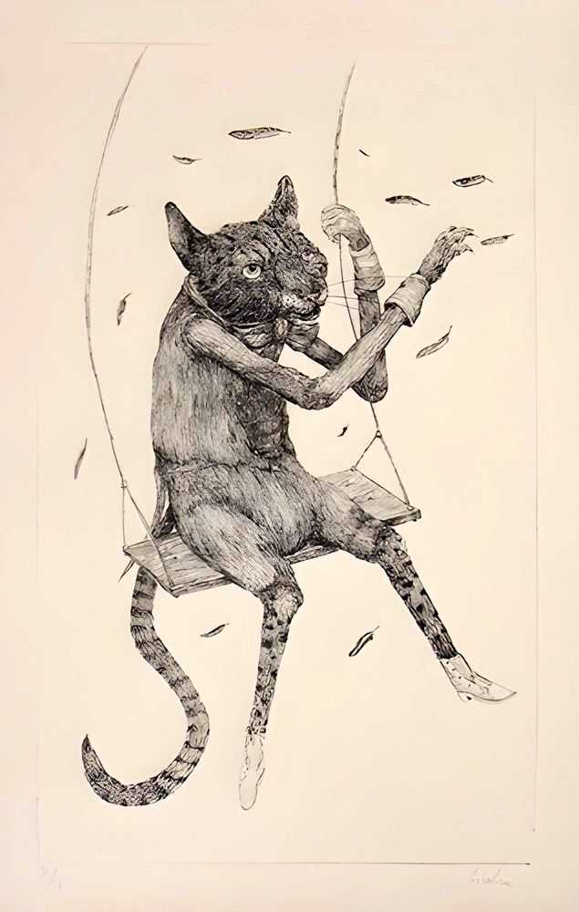 Ericailcane, ‘Serval (Black & White)’, 11-11-2010, Print, Etching, Fifty24SF, 