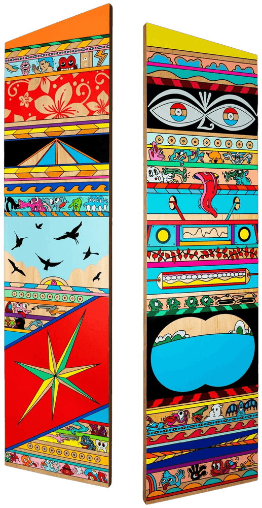 Erik Parker, ‘Gatekeeper / Sneak Peek (Panel Set B)’, 2021, Print, Silkscreen in colours on wood panel, DDT, Numbered
