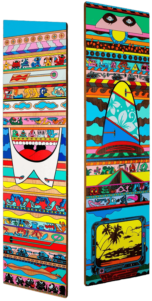 Erik Parker, ‘Means To An End / Good Life (Panel Set A)’, 2021, Print, Silkscreen in colours on wood panel, DDT, Numbered