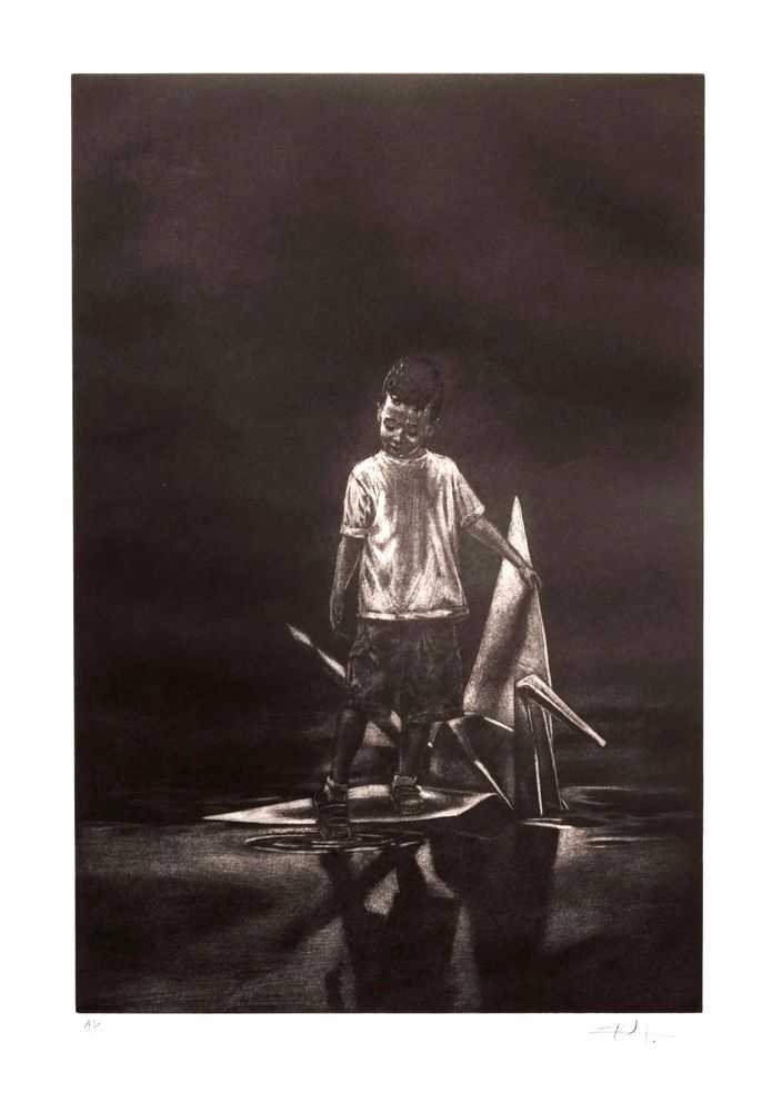 Ernest Zacharevic, ‘Floor Is Lava’, 17-07-2015, Print, Aquatint etching on paper on Somerset 300gr soft white hand-cut paper, Underdogs, Numbered