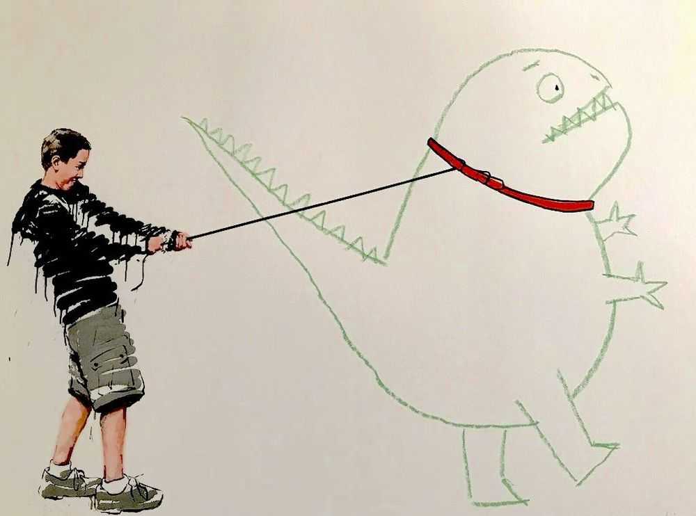 Ernest Zacharevic, ‘Jurassic Bark’, 30-09-2015, Print, Archival Pigment Print On Hahnemühle Photo Rag 308Gsm, Classic Nouveau, Numbered, Handfinished
