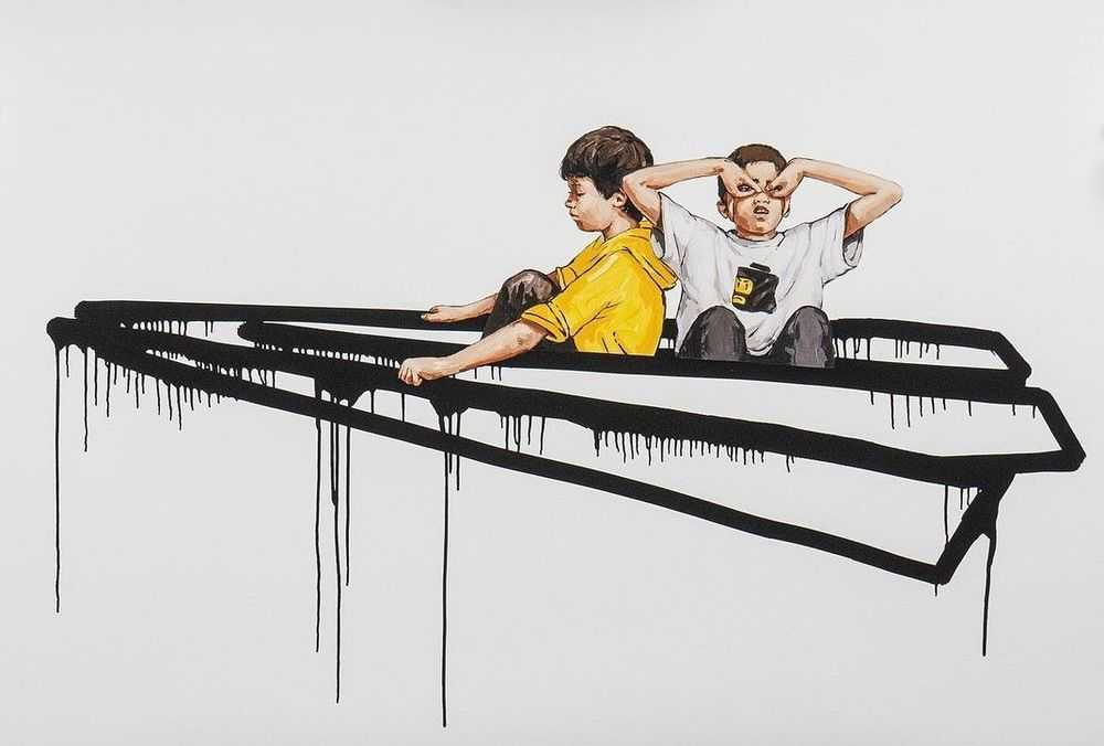 Ernest Zacharevic, ‘Paper Plane’, 2025, Print, Archival Pigment Print on 310gsm, Deckled Edge, Hahnemühle 100% Cellulose German Etching Paper, Cult Print, Numbered