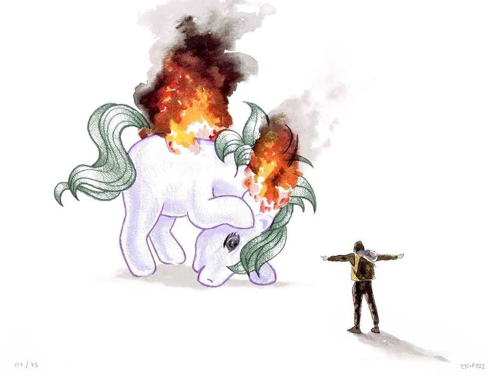 Escif, ‘Fuck the Ponys’, 2022, Print, Screenprint on Keaykolour Snow White 300 g/m2 paper, Underdogs, Numbered