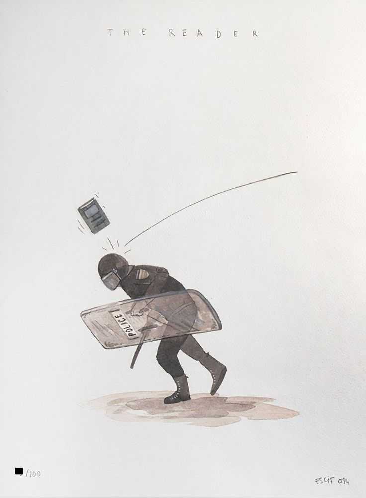 Escif, ‘The Reader’, 04-01-2015, Print, Offset print on Tintoretto Neve paper 260gsm, Self-released, Numbered