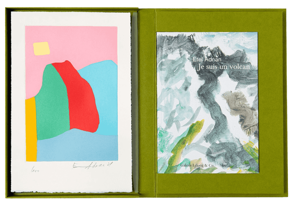 Etel Adnan, ‘Je Suis Un Volcan (Book + Print)’, 2021, Print, Book + 1 signed etching, null, Numbered