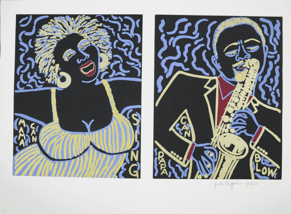 Faith Ringgold, ‘Mama Can Sing, Papa Can Blow’, 2022, Print, Serigraph, null, Numbered, Dated