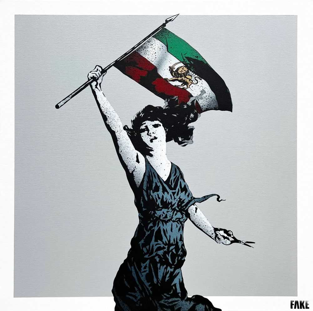 Fake, ‘Cut The Regime’, 03-11-2022, Print, 8 layer stencil on canvas, Self Released, Numbered, Handfinished