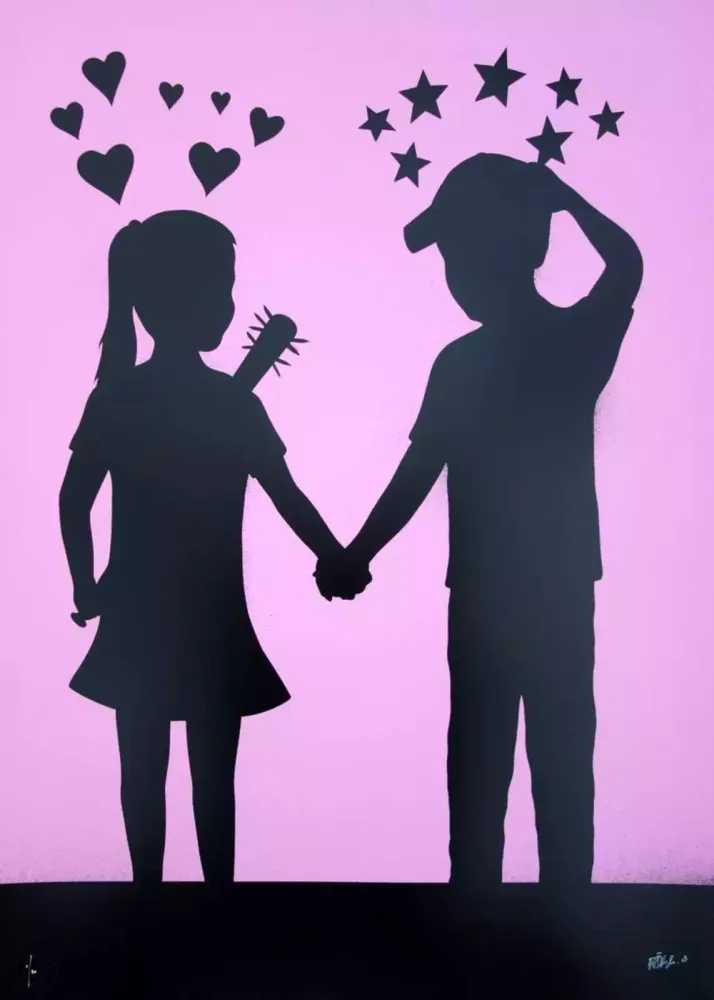 Fake, ‘Love Hurts (Pink)’, 01-02-2018, Print, 2 Colour Screen Print on 300 gsm Somerset Paper, Graffiti Prints, Numbered