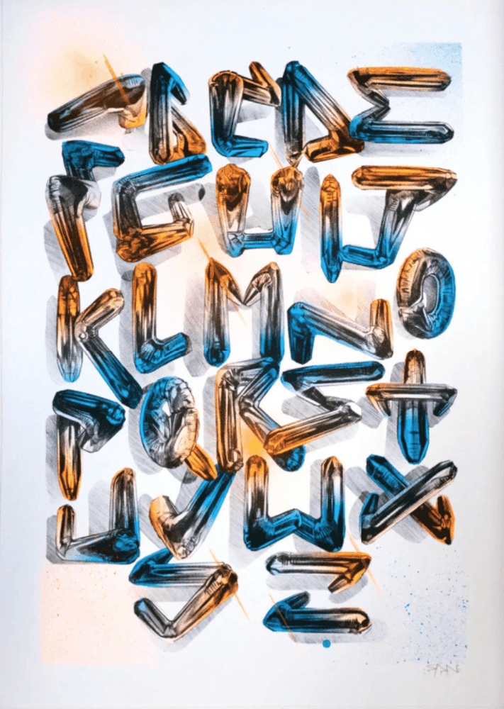 Fanakapan, ‘Chrome 7's A Z (Fan ta)’, 2021, Print, Screenprint with hand finishing and spray paint on deckled edge 300gsm Somerset fine art paper, Our Type, Numbered, Handfinished