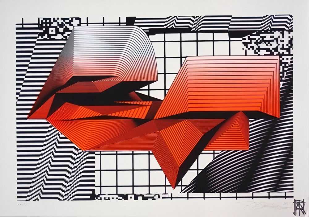 Felipe Pantone, ‘Hyperkinesis 1’, 2015, Print, 2 colour Silkscreen print on high quality acid free paper, Self-released, Numbered, Dated