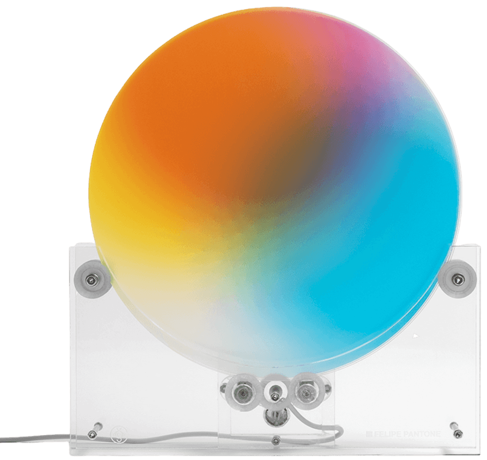 Felipe Pantone, ‘Subtractive Variability Auto’, 2019, Sculpture, Kinetic sculpture with rotating printed acrylic disks, clear plexiglass. Custom screenprinted box, Case Studyo, Numbered