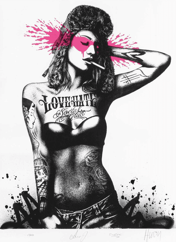 Fin DAC, ‘Belloloha (Pink)’, 18-04-2013, Print, A hand-finished, 2 colour screenprint, Beautiful Crime, Numbered, Handfinished