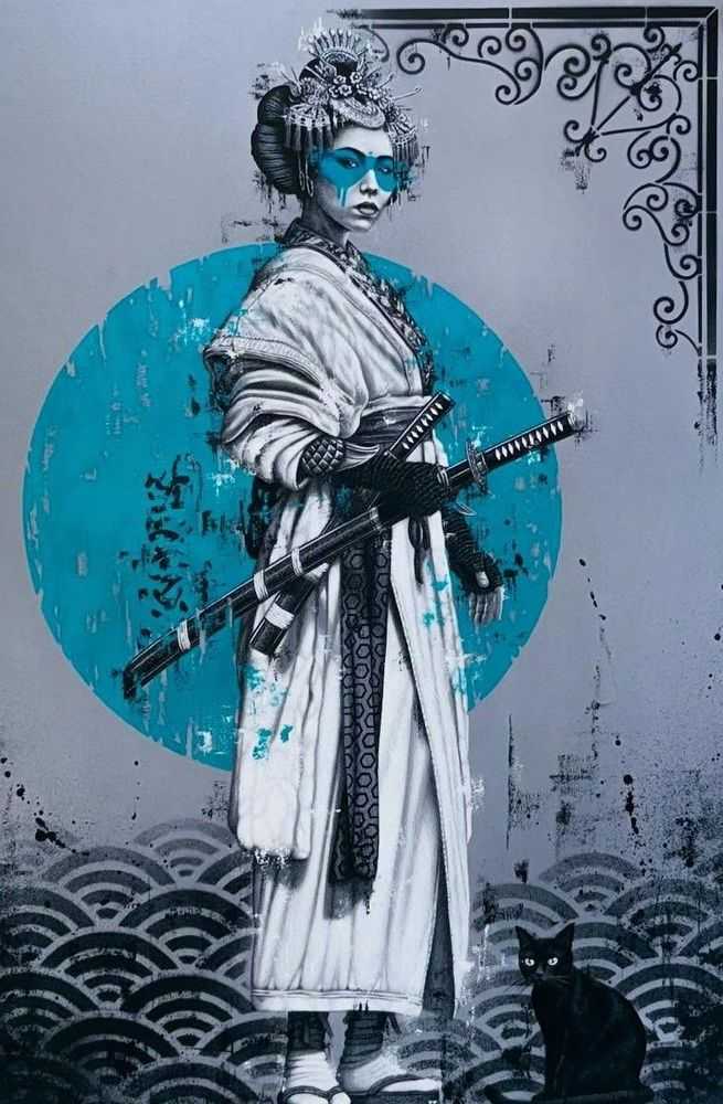 Fin DAC, ‘Kurai Neko (Turquiose)’, 2025, Print, Giclee print on 240gsm Fine Art Paper, Goldshteyn Saatort Gallery, 