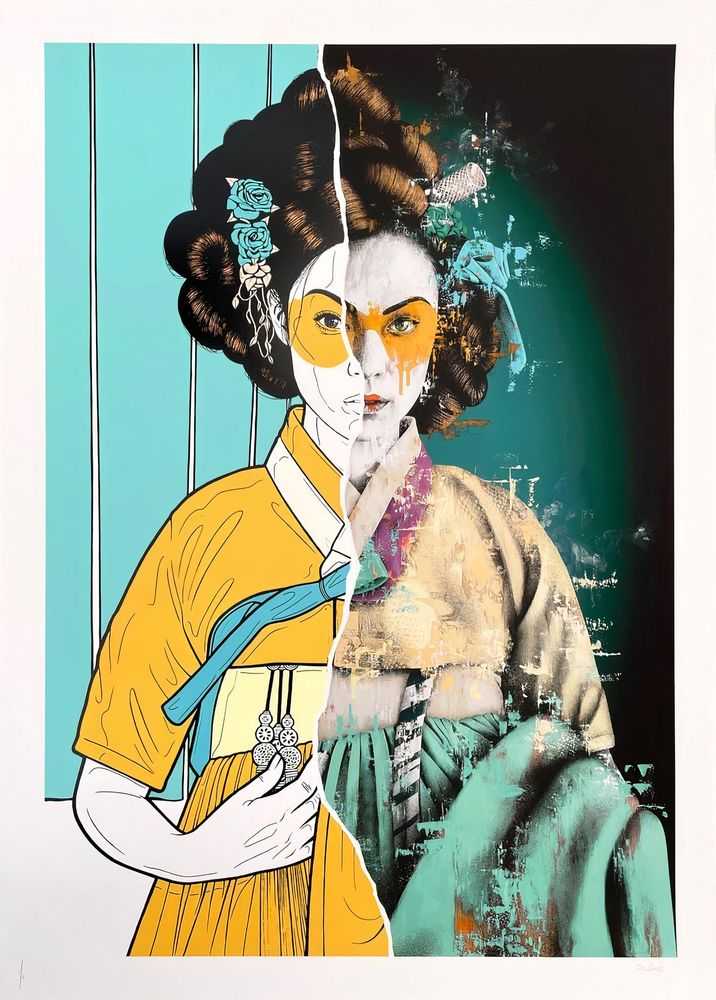 Fin DAC, ‘Layeoja (Variant 5 - Yellow)’, 10-06-2021, Print, 14 Colour screenprint on the right hand side of the image. Giclee Print on the left hand side + a Varnish all On 330 Gsm Somerset Paper, Graffiti Prints, Numbered