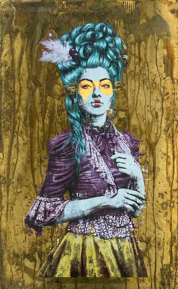 Fin DAC, ‘Madeleine (Brass Edition)’, 2024, Print, 23 colour screen print on 1mm corroded brass with gold leaf mask, Graffiti Prints, Numbered, Handfinished