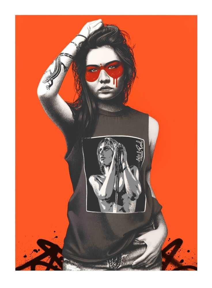 Fin DAC, ‘Raw Power (Hand-Finished)’, 02-03-2021, Print, 5 colour screenprint on Somerset Satin white 410gsm with orange oxide foil mask. Hand finished tags in spray paint by the artist, West Contemporary, Numbered, Handfinished