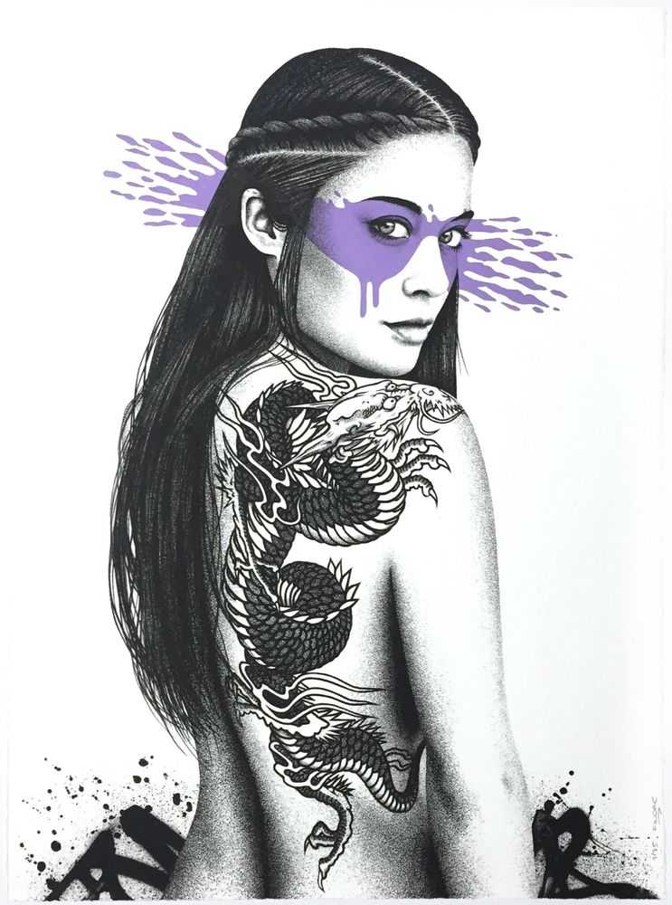 Fin DAC, ‘Senaka (Heliotrope)’, 22-06-2016, Print, Handpulled Screenprint with painted colour splash in acrylicon Somerset Velvet 300g/m, Pretty Portal, Numbered, Handfinished