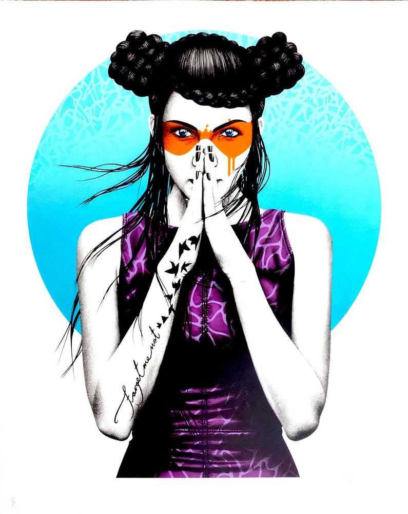 Fin DAC, ‘Vergiss (Hand Finished)’, 23-03-2017, Print, 13 Colour screenprint On 330 Gsm somerset satin Paper. Hand finished spray paint tags in circle, Graffiti Prints, Numbered, Handfinished