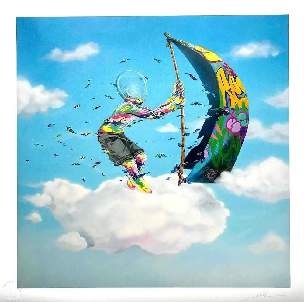 Flog, ‘Into The Wind’, 2023, Print, Giclée and 9-color screenprint with spot varnish, Vertical Gallery, Numbered