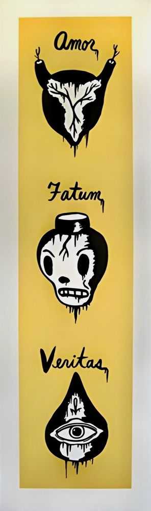 Gary Baseman, ‘Amor, Fatum, Veritas (Gold)’, 05-08-2013, Print, Screen Print, Intellectual Property Prints, Numbered