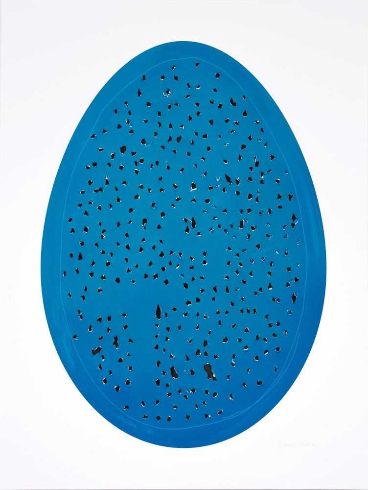 Gavin Turk, ‘Holy Eggs (Blue)’, 2022, Print, Collaged archival pigment print with laser-cutting and hand-tearing by the artist, Manifold Editions, Numbered, Handfinished