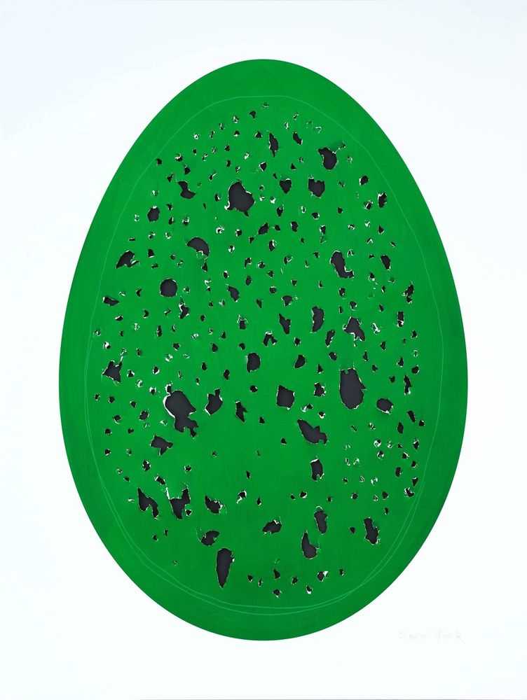 Gavin Turk, ‘Holy Eggs (Green)’, 2022, Print, Collaged archival pigment print with laser-cutting and hand-tearing by the artist, Manifold Editions, Numbered, Handfinished