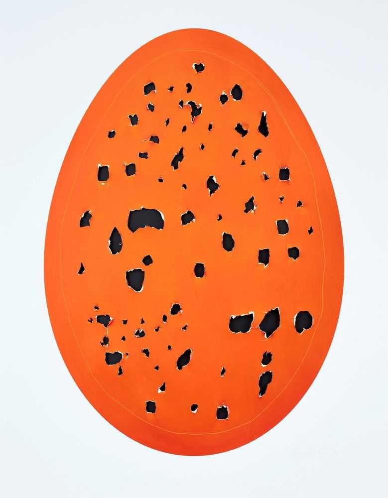 Gavin Turk, ‘Holy Eggs (Orange)’, 2022, Print, Collaged archival pigment print with laser-cutting and hand-tearing by the artist, Manifold Editions, Numbered, Handfinished