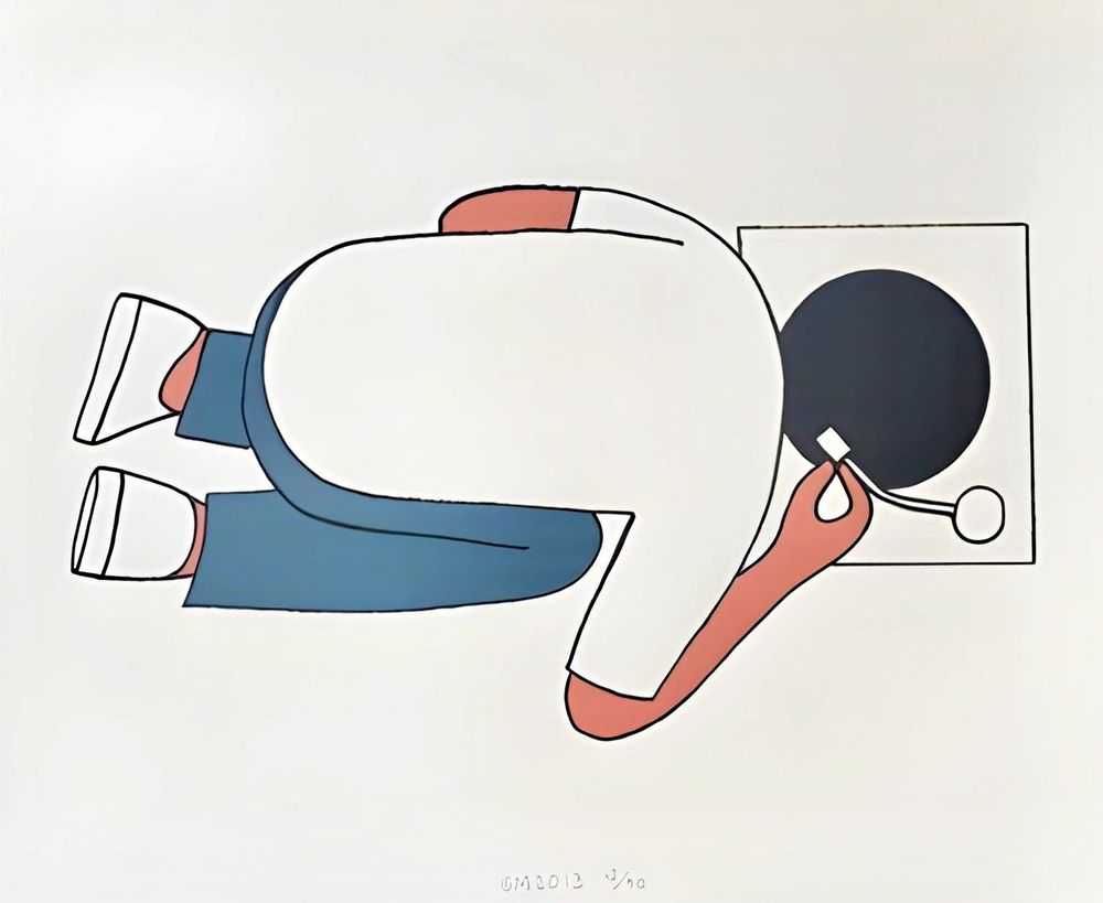 Geoff McFetridge, ‘Listening’, 21-03-2013, Print, Screen Print, Pottok Prints, Numbered