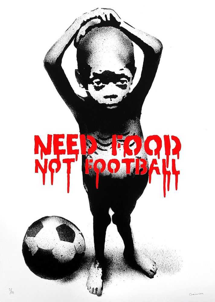 Goin, ‘Need Food Not Football’, 2014, Print, 2 colors screenprint, Self-released, Numbered