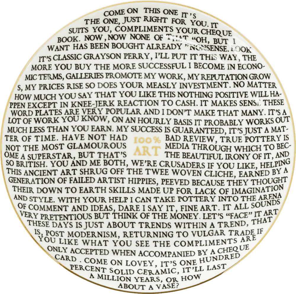 Grayson Perry, ‘100% Art (Plate)’, 2021, Collectible, Porcelain, The Holburne Museum, 