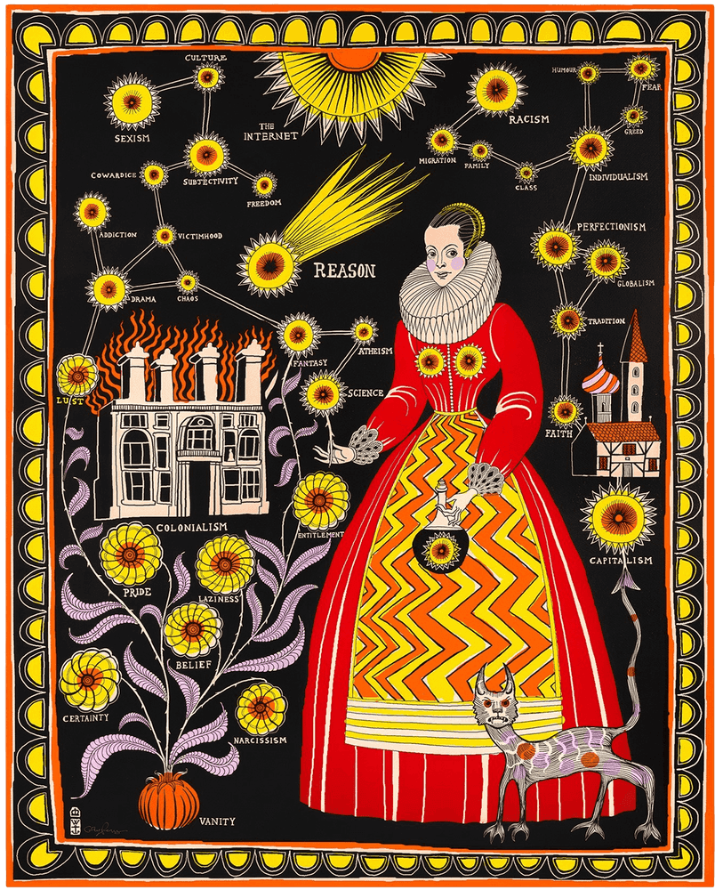 Grayson Perry, ‘Magical Thinking (Large)’, 2025, Print, 7 colour silkscreen on bespoke 410gsm Somerset Tub Sized Radiant White Rough Textured M-R 100% cotton paper., null, Numbered