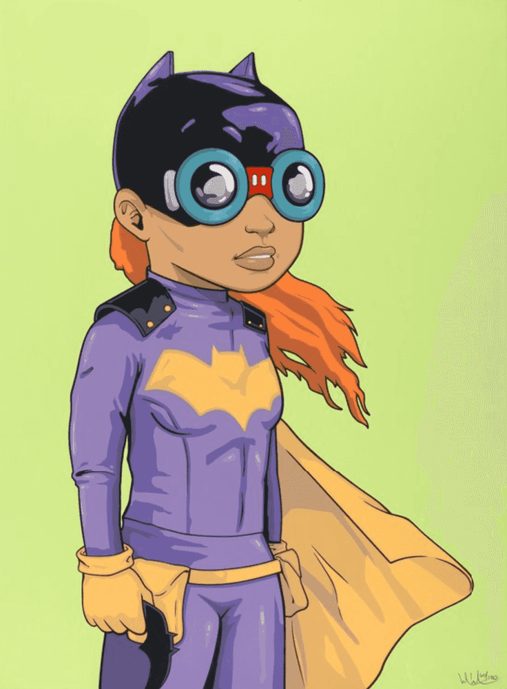 Hebru Brantley, ‘Batgirl (Green)’, 2018, Print, 23 colour Hand Pulled screenprint on Mohawk Superfine UltraWhite 160 lb cover with deckled edges, Self-released, Numbered