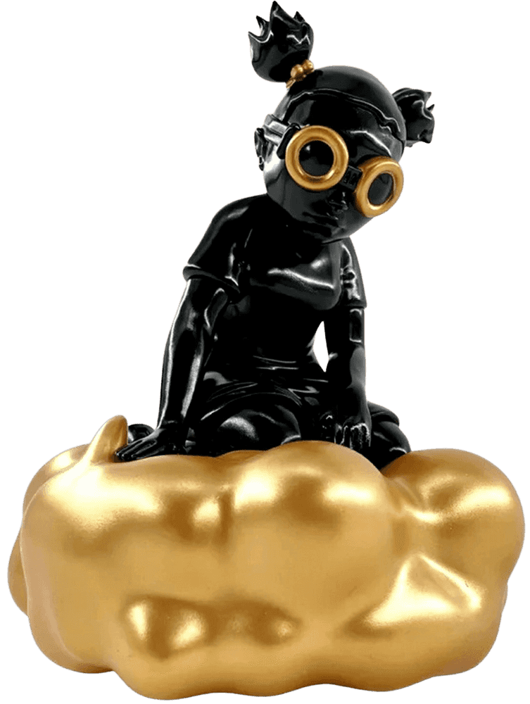 Hebru Brantley, ‘Gaia (Black & Gold)’, 15-12-2021, Sculpture, Vinyl Figure, Thinkspace, 