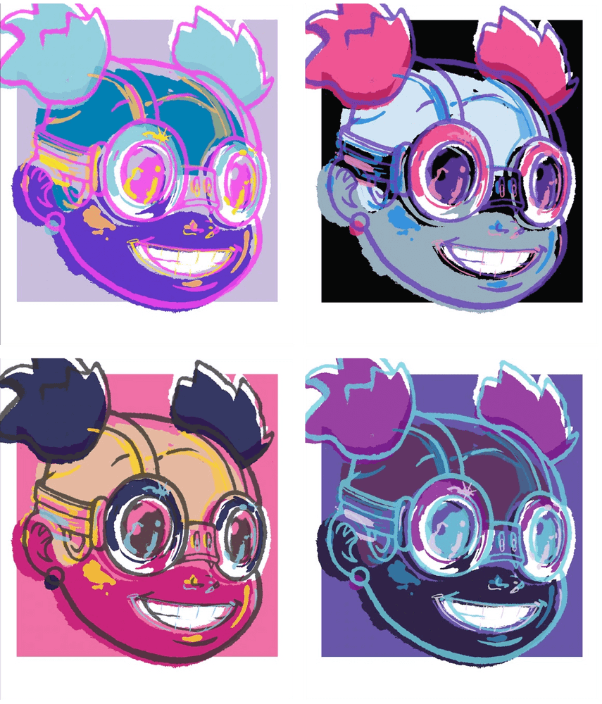 Hebru Brantley, ‘Lilac Portfolio (4 prins)’, 2020, Print, 7 colour screenprint on paper, Vertical Gallery, Numbered