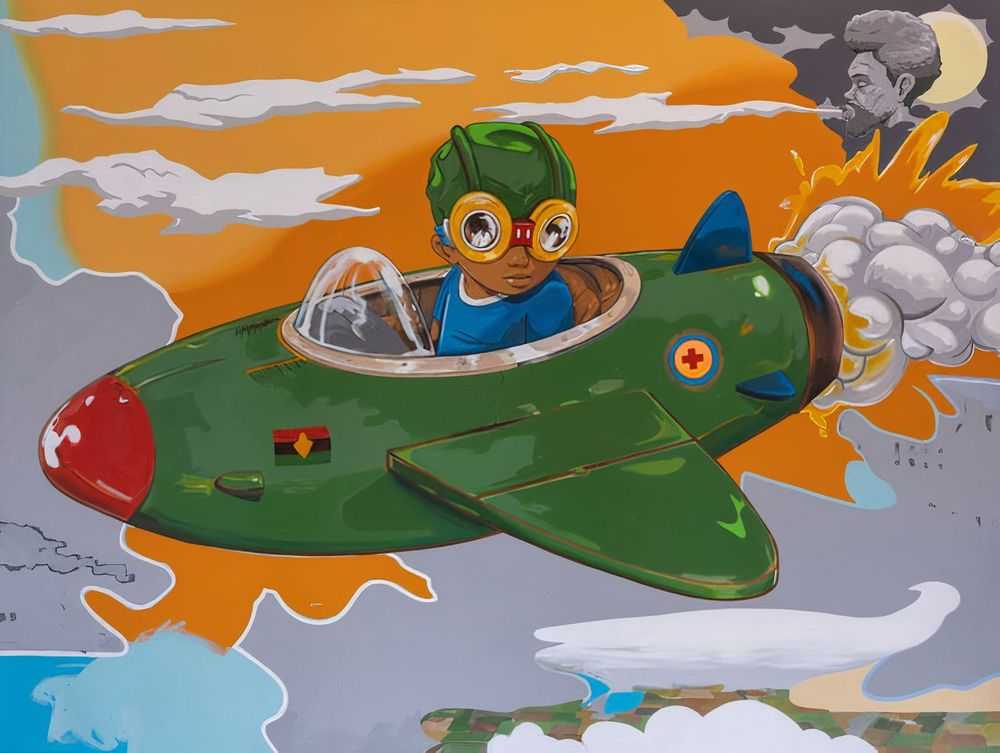 Hebru Brantley, ‘When The Wind Is At Your Back’, 2020, Print, Edge to edge print on 330gsm museum cotton smooth rag paper, Self-released, Numbered
