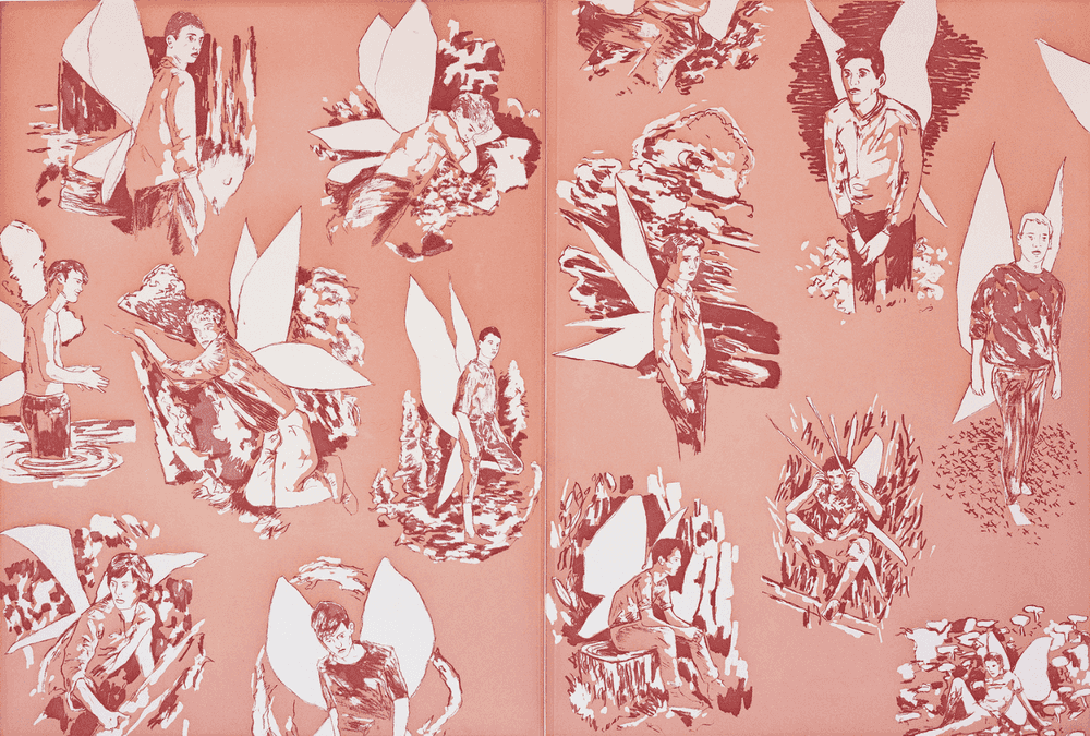 Hernan Bas, ‘The Homosexual Neurossis (Pink)’, 2013, Print, Revised End Papers for "The Homosexual Neurossis" (Pink),, null, 