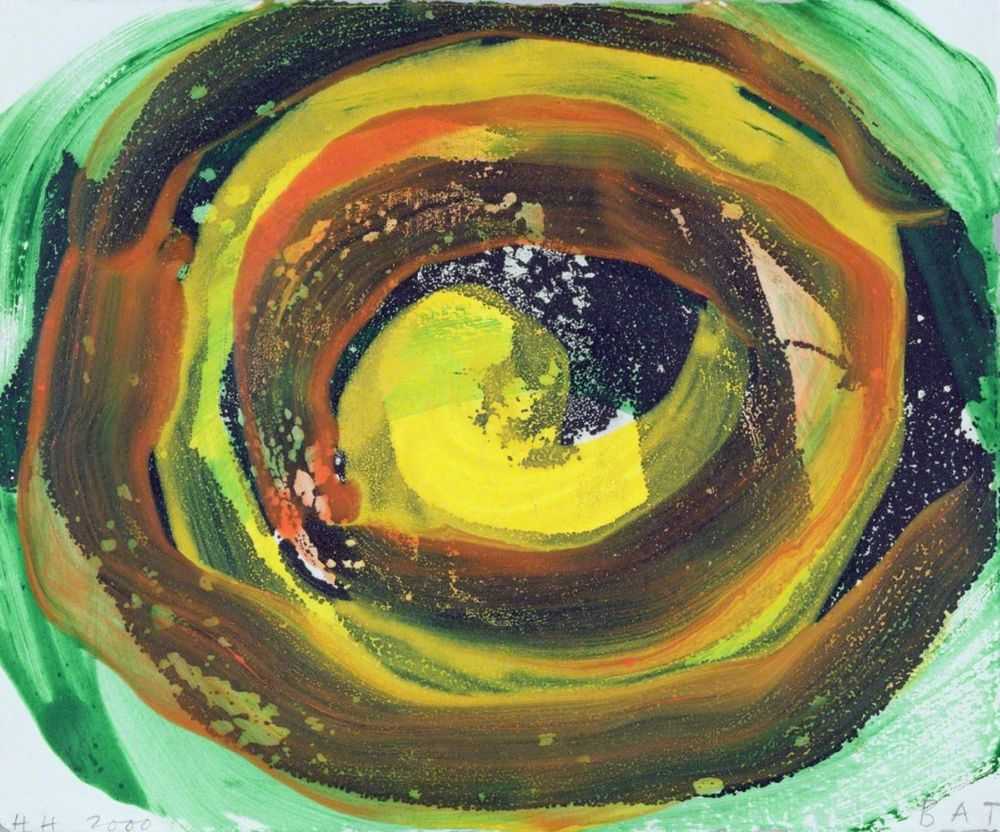 Howard Hodgkin, ‘Away’, 2000, Print, Sugar lift ground etching and aquatint from one copper plate printed in USA bone black, with hand colouring in Turner's yellow, cadmium red and green acrylic. On 100% cotton paper from Two Rivers paper mill, Watchet, Somerset 280gsm, Cristea Roberts Gallery, Numbered, Dated