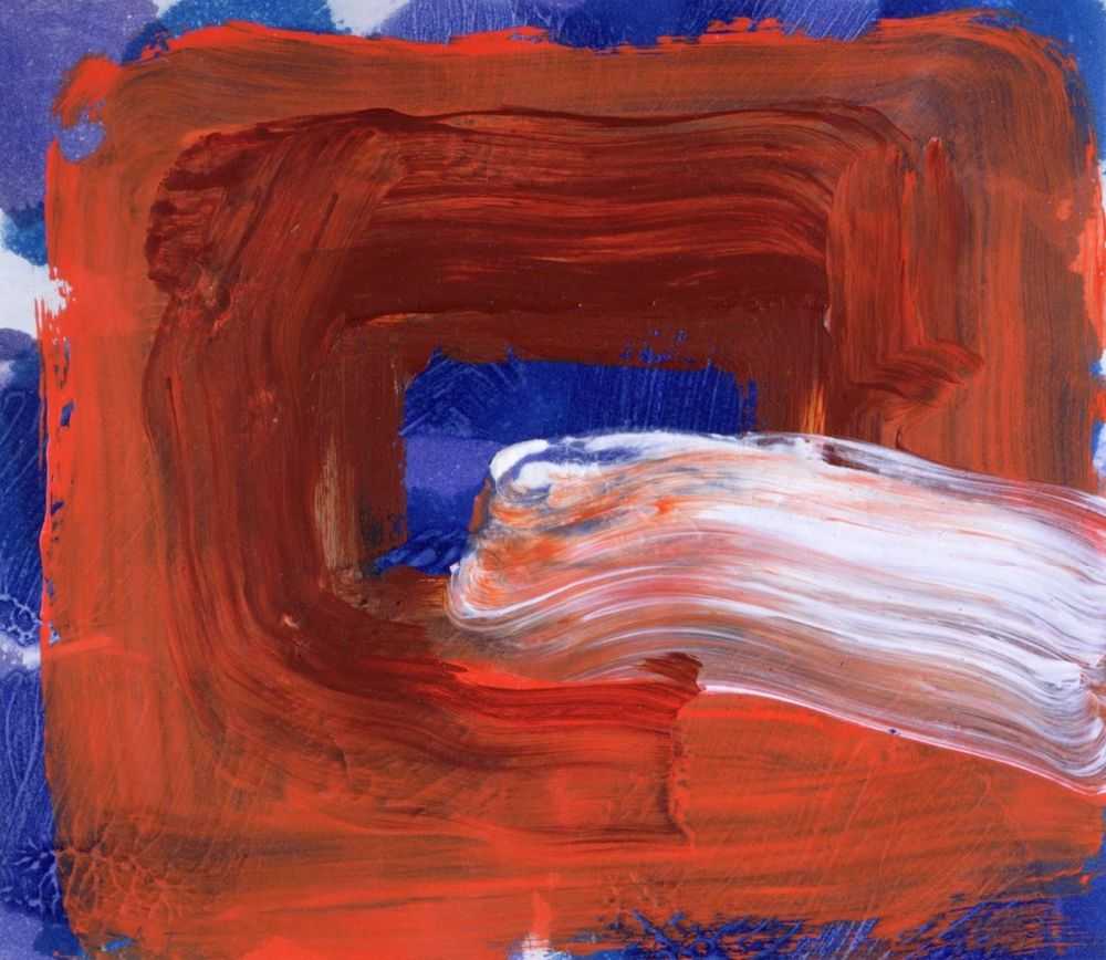 Howard Hodgkin, ‘Cigarette’, 2000, Print, Sugar lift ground etching and aquatint from two copper plates, with carborundum from one aluminium plate, printed in ultramarine blue, ocean blue and cobalt blue, with hand colouring in red, zinc white and burnt Sienna acrylic. On 100% cotton paper from Two Rivers paper mill, Watchet, Somerset 280gsm, Cristea Roberts Gallery, Numbered, Dated