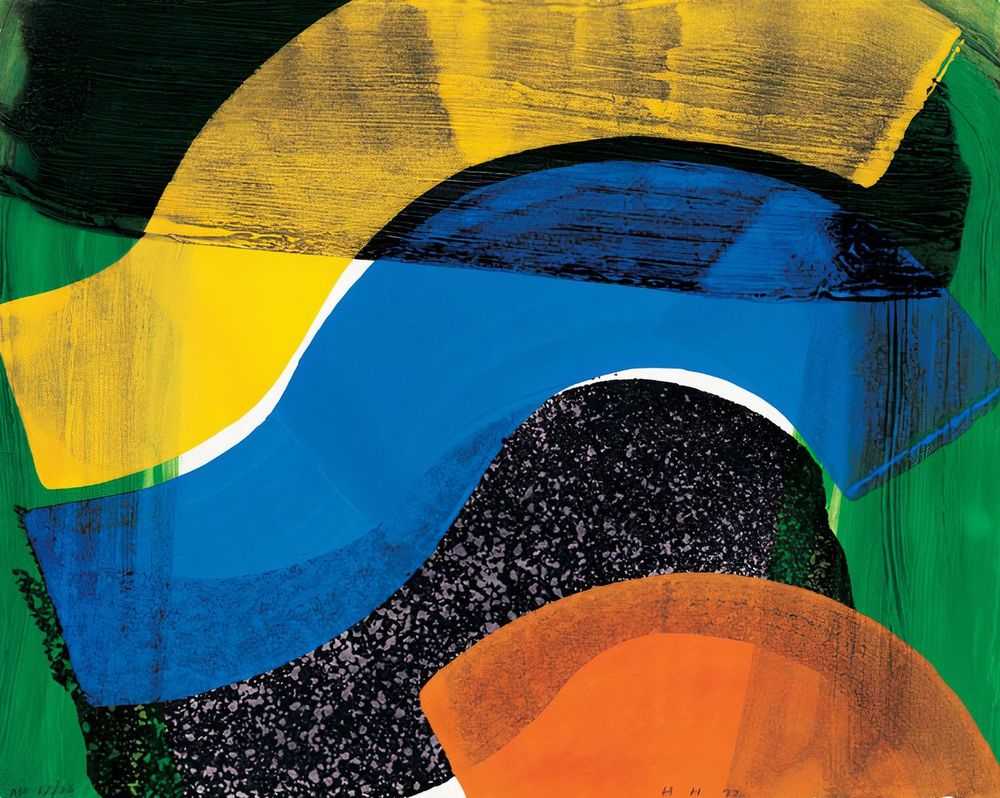 Howard Hodgkin, ‘Put Out More Flags’, 1992, Print, Lift ground etching and aquatint from one copper plate, with carborundum from three aluminium plates, printed in black and three shades of green, with hand colouring in cadmium orange, cobalt blue and cadmium yellow egg tempera, Modern Art Museum of Fort Worth, Numbered, Dated
