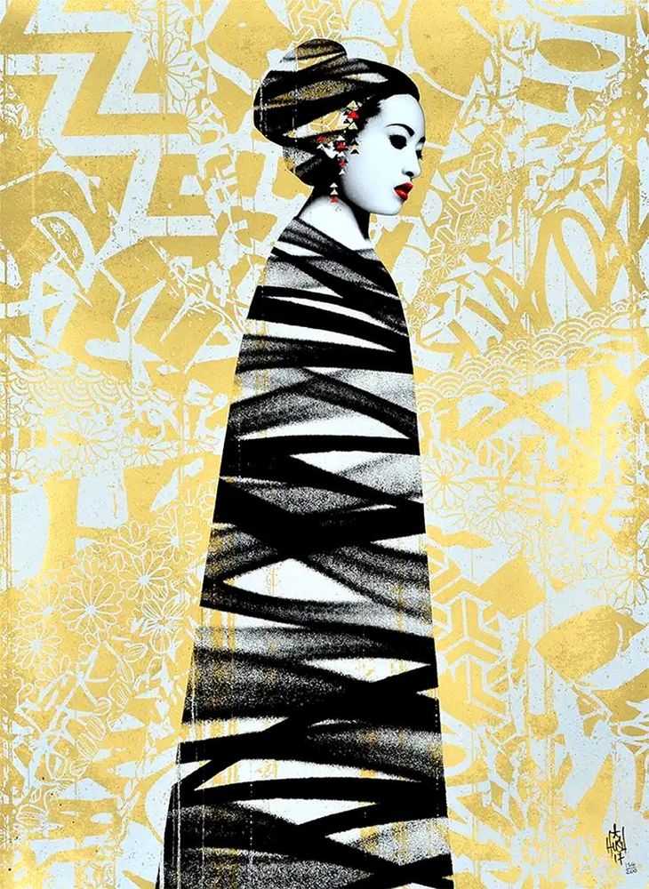 Hush, ‘Asiatic’, 24-11-2017, Print, 12 Layer Screen Print on 300gsm Somerset White Satin Hand Pressed Cotton Paper with a Gloss UV Finish over figure, One Thirty 3, Numbered