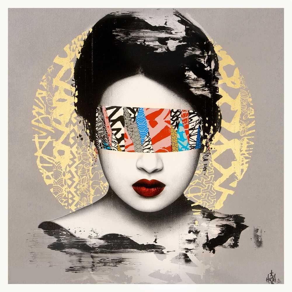 Hush, ‘Halo (Grey)’, 19-10-2016, Print, 16 colour screen print, gloss uv varnish and hand applied 22ct gold leaf, Self released, Numbered