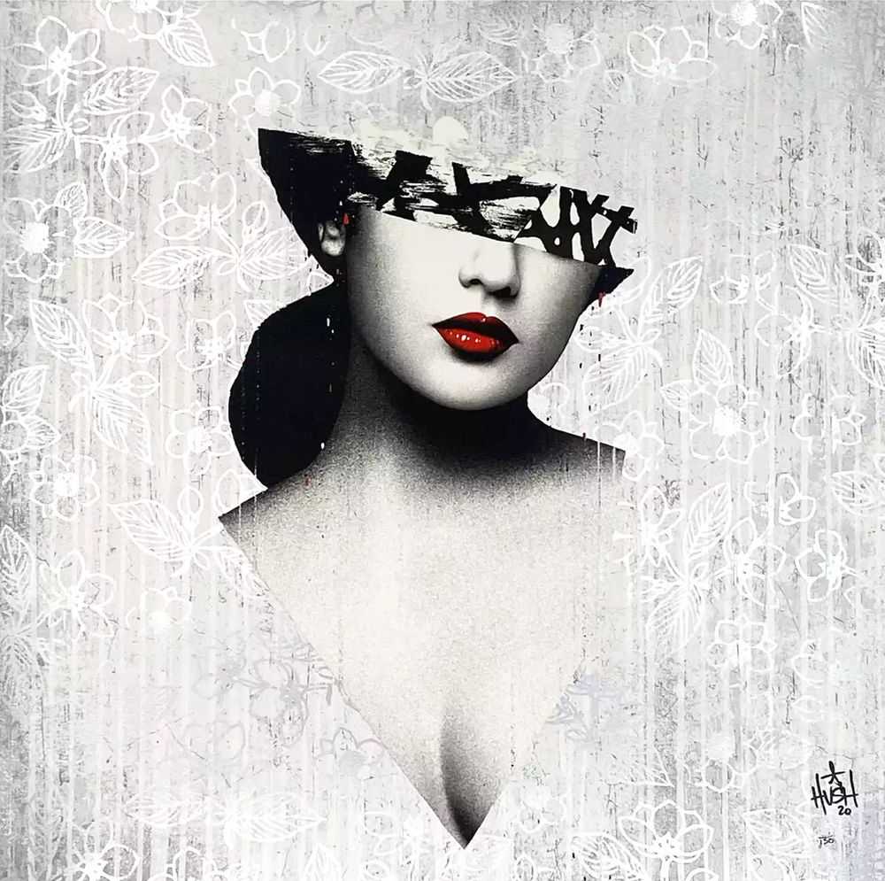 Hush, ‘Le Buste III (Silver)’, 19-11-2020, Print, 12 Layer Screen Print, with a Metallic Silver pattern & Gloss UV Varnish over figure on 300gsm Somerset Satin hand made cotton paper, One Thirty 3, Numbered